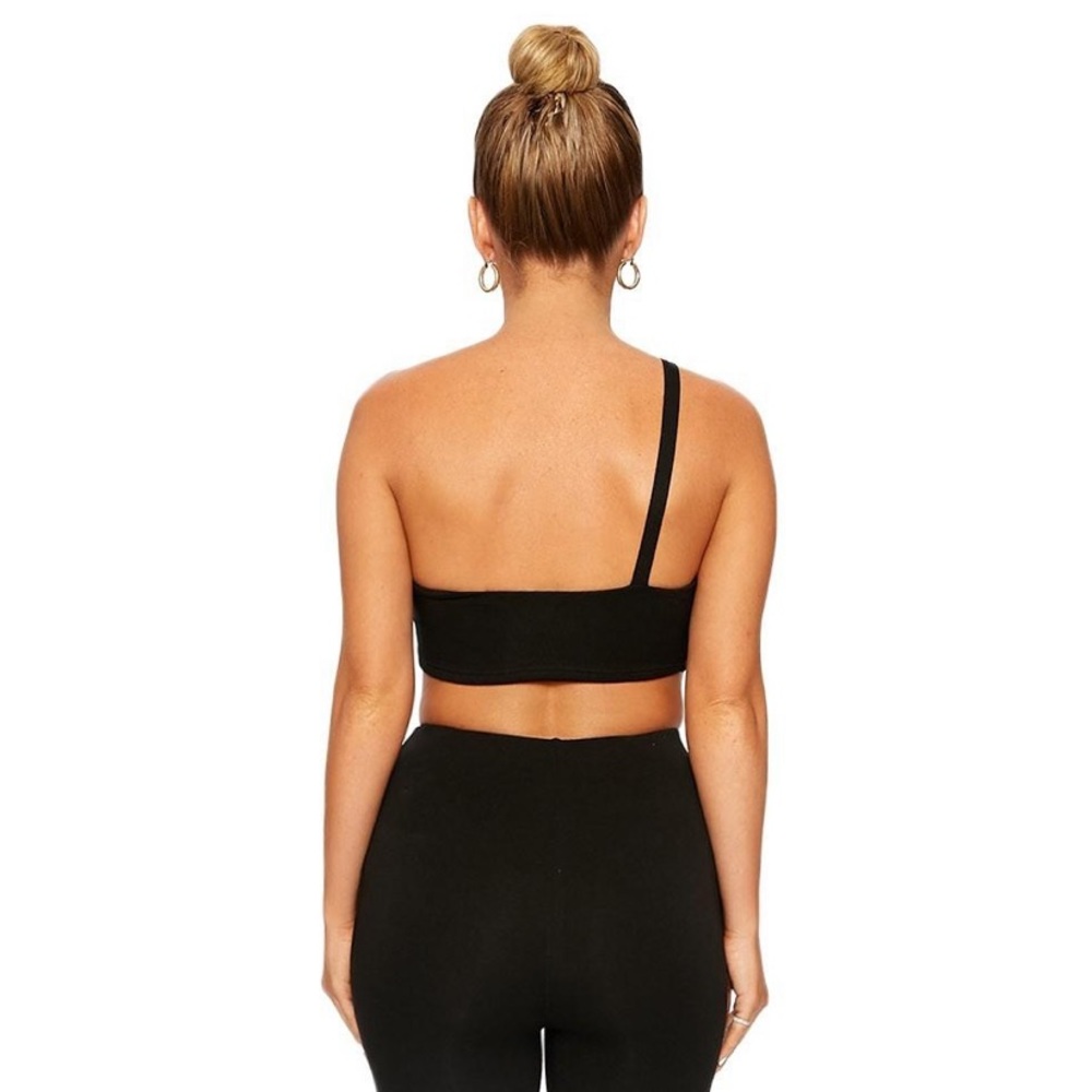 Naked wardrobe black asymmetrical strap crop top - Picture 5 of 5